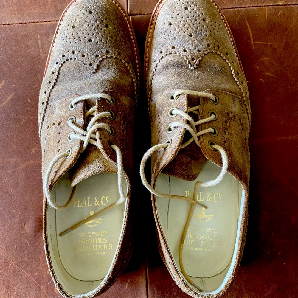 Brooks Brothers casual cap toe wingtip shoes.